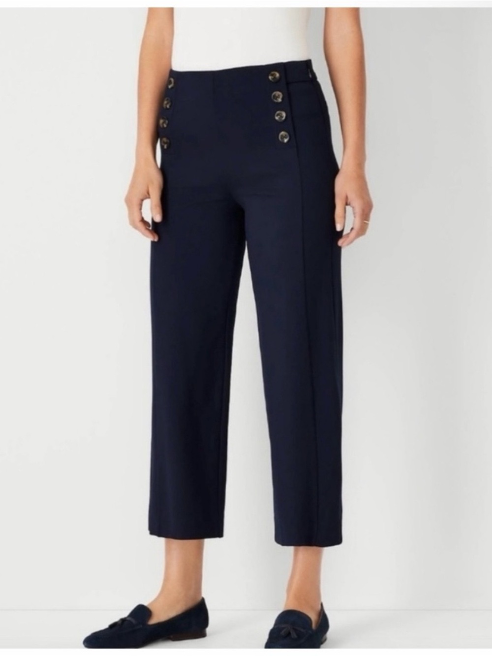 Ann Taylor Navy Cropped Sailor Pants